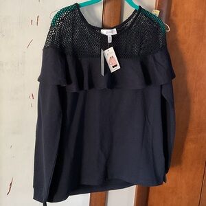 Poof! Black Ruffle Mesh Blouse